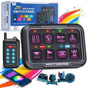 MICTUNING P8Y 8 Gang Switch Panel RGB Circuit Control Wireless App &230FT Remote - Picture 1 of 10