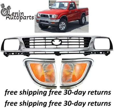 Grille For 1995-1996 Toyota Tacoma Chrome Black Parking Turn Signal Lamp RWD Foto 1 de 4