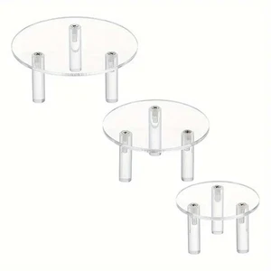 Set of 3 Clear Acrylic Display Risers for Cakes Jewelry and Home Decor - Picture 1 of 9