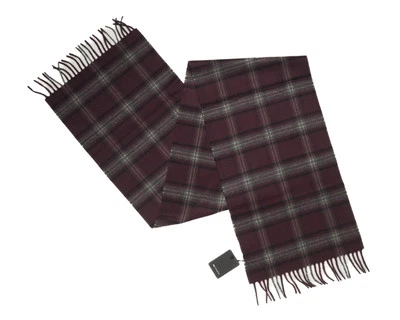 Bufanda Kiton $1,950 NUEVA CON ETIQUETAS Gris Púrpura a Cuadros 100% Cachemira Bebé Flecos 70"X14" Foto 1 de 3