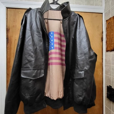 Hombres A2 Aviador Fuerza Aérea Marina G-1 Cuero Real Vuelo Bombardero Chaqueta Negra Foto 1 de 4