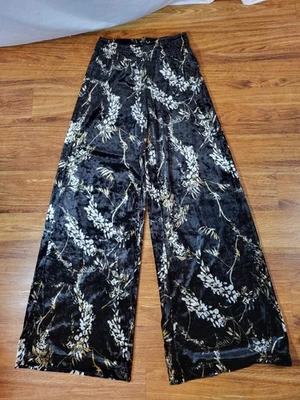 Pantalones de terciopelo de pierna ancha para mujer S oscuro romance caprichoso boho casa de campo granja Foto 1 de 4