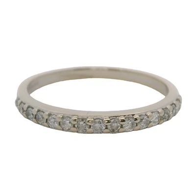14kt White Gold and 0.24ctw Diamond 2.3mm Wedding Stackable Band Ring Size 6.75 - Image 1 of 4