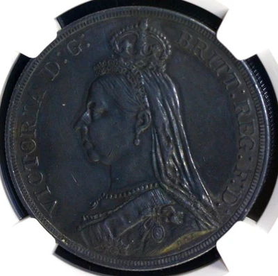 Серебряная монета Великобритании 1887 Victoria D: G: Crown NGC AU детализация - Изображение 1 из 4