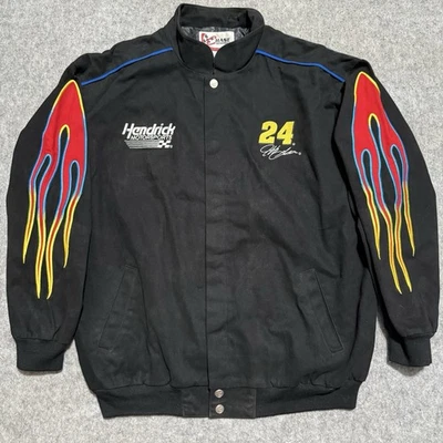 Jaqueta NASCAR Vintage Chase Masculina GG Preta Jeff Gordon DuPont Motorsports Flames - Imagem 1 de 4
