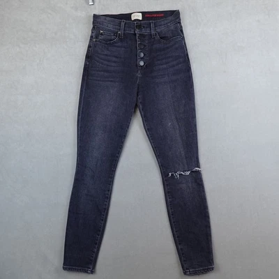 Женские джинсы из денима Alice + Olivia 26 хороших узких пуговиц на лодыжке черные - Изображение 1 из 4