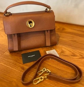 YVES SAINT LAURENT Authentic 2Way Muse toe Brown Leather Shoulder Bag USED Japan - Picture 1 of 10