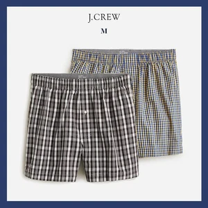 NWT - J. CREW Men's 2 Boxer Shorts Underwear, Adam White Black Yellow Sz M - Picture 1 of 4