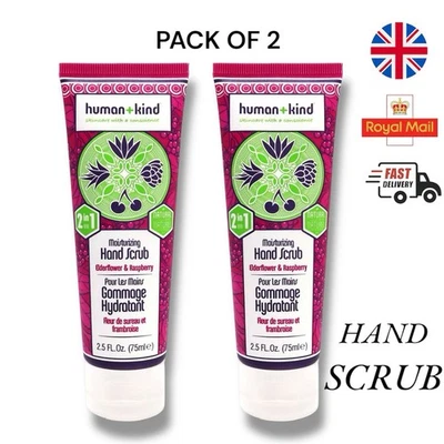 Human+Kind Hand Scrub 100ml Elderberry Raspberry | Natural & Vegan Skincare X2 - Image 1 of 3
