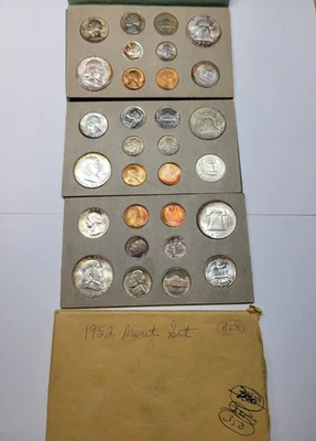 1952 US Double Mint Set RAINBOW TONED Beautiful Uncirculated BU *OVK49 - Image 1 of 4