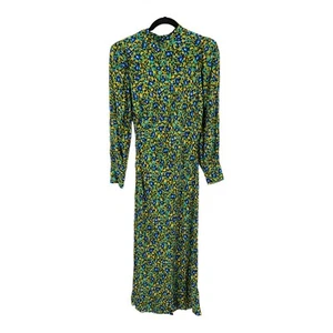 Rails dress Carmel floral long sleeve side cutout midi green yellow Small S - Picture 1 of 5