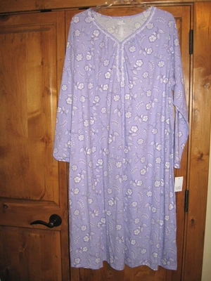 Croft & Barrow L/S Cotton Blend Long  Nightgown ~ Plus Size 2X - Image 1 of 4