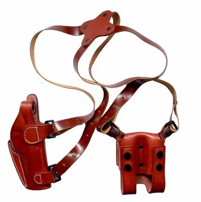 1911 Leather Vertical Shoulder Replica Holster Strap Magazine Dual Pouch Instock - Image 1 of 4