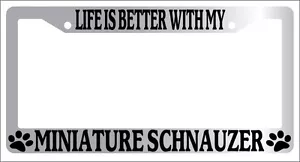 Chrome License Plate Frame Life Is Better With My Miniature Schnauzer (Paws) 471 - Bild 1 von 1