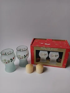 Set Of 2 Pfaltzgraph Winterberry Frosted Floating Candle Holders And Candles - Picture 1 of 22