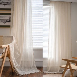 Vintage Crochet Tassel Bohemia Curtain for Living Room Kitchen Window Drape Home - Picture 1 of 42