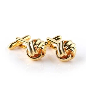 Gold Knot Design Cufflinks Formal Wear for Suit Shirt Business Wedding Buttons - Picture 1 of 4