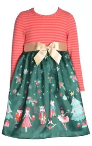 NEW Bonnie Jean GirlS Size 5 "RED GREEN NUTCRACKER BALLET" Christmas Dress NWT - Picture 1 of 3