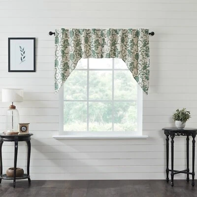 Conjunto Swag Verde Dorset Country Cottage Floral Algodão Evergreen Creme Marcas VHC - Imagem 1 de 4