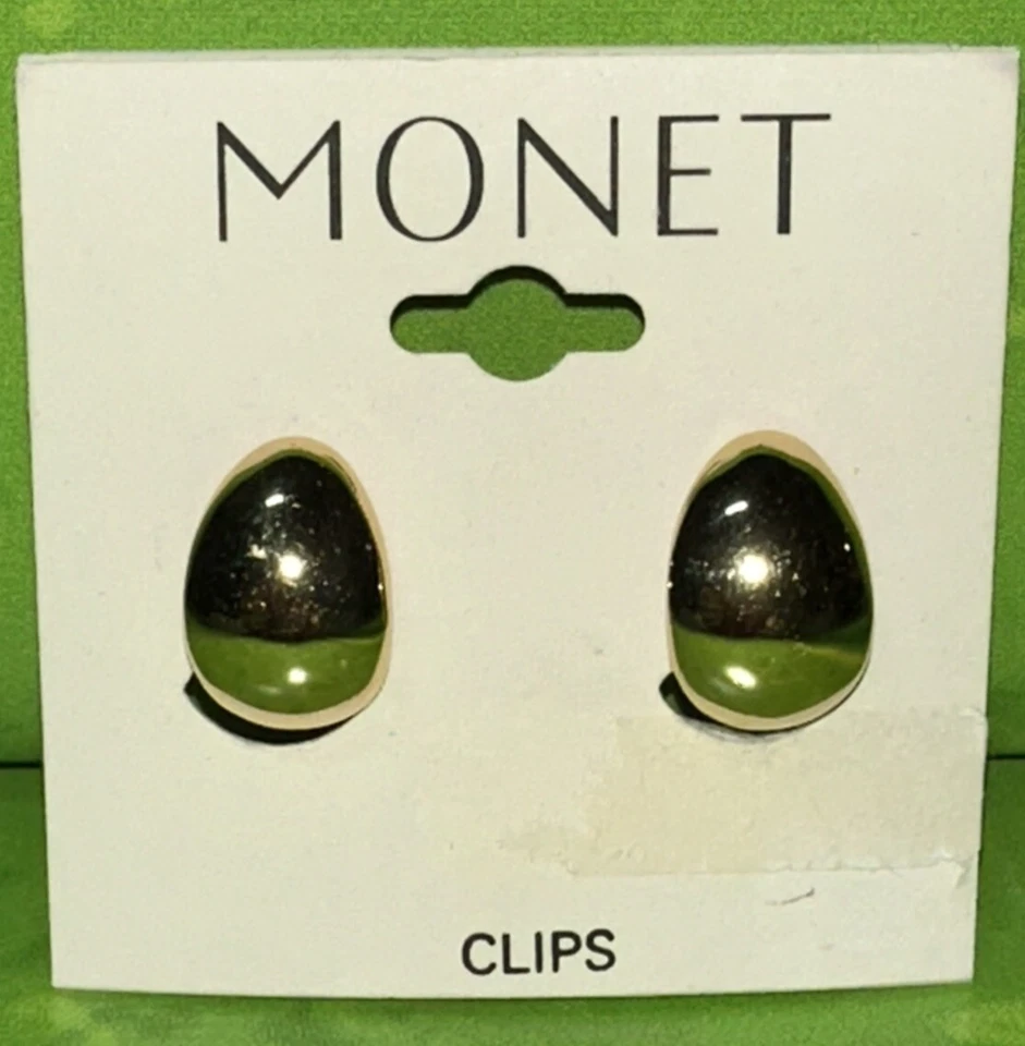 MONET Gold Tone Classic Drop Clip On Earrings With Tags