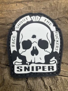 Patch PVC Tactical Morale HOOK-3D PVC Sniper Skull Face Shoot The F&ckers - Picture 1 of 3
