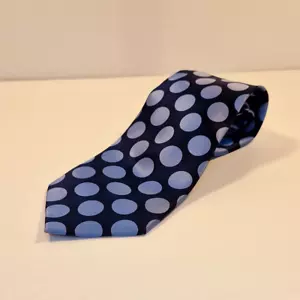 Cambridge Street By Fletcher Jones Blue Dot Silk Necktie Business Formal Tie - Picture 1 of 5