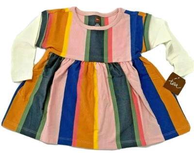 Nuevo con etiquetas Vestido Tea Collection Bebés Niñas 3-6 Meses Festival Rayas Mangas en Capas Foto 1 de 4