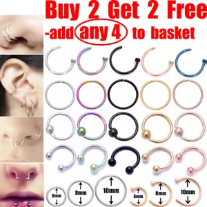 Nose Ring Nose Lip Rings Ear Helix Tragus Piercing Ring Surgical Steel Nose Ring - Picture 1 of 5