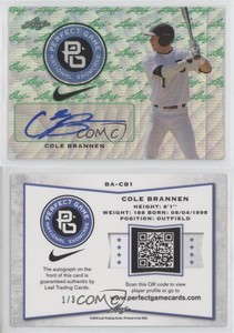 2016 Leaf Perfect Game National Showcase Metal /3 Cole Brannen #BA-CB1 Auto