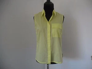 ICB NEU MIT ETIKETT GELB DAMEN TRANSPARENT ÄRMELLOS DRUCKKNOPFVERSCHLUSS BLUSE TOP GRÖSSE 4 - Bild 1 von 5