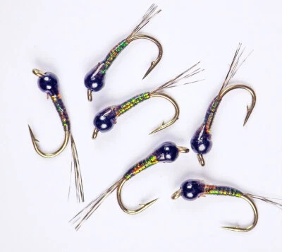 GUIDE FLIES Gasolina Baetis Tungsten Nymphs Chocolate - Premium Trout Fly Fishing Flies
