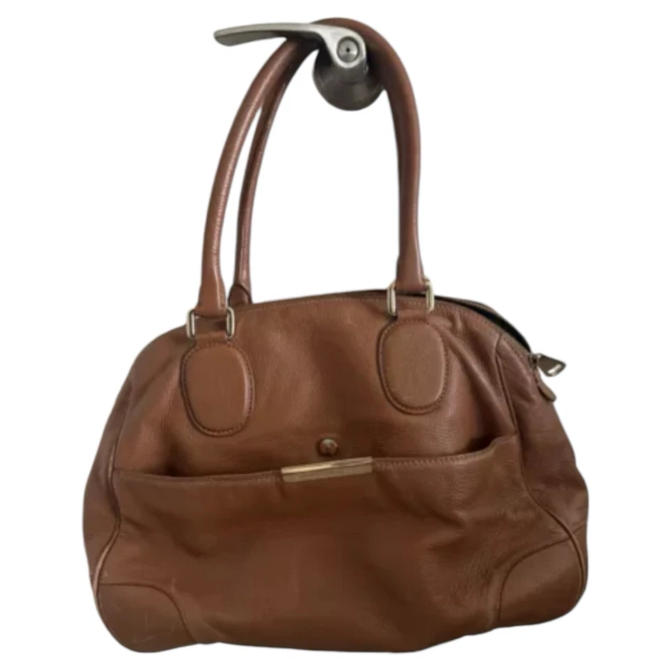 Bolso de Mano HUGO BOSS Cuero Genuino Marrón Doble Asa Foto 1 de 4