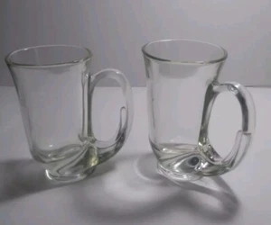 2 tazze vintage Tiara Hunter's Horn Stiens 12 oz vetro trasparente spesso pesante 5,5"H  - Foto 1 di 8