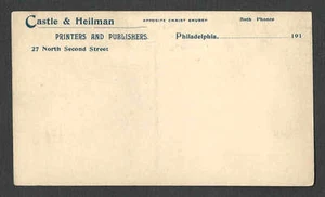 Ca 1913 PC PHILA PA CASTLE & HEILMAN PRINTERS & PUBLISHERS MINT FACE UX30 - Picture 1 of 1