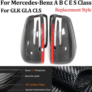 For Mercedes Benz C E S Class CLA CLS GLA Carbon Fiber Rearview Mirror Covers - Picture 1 of 6