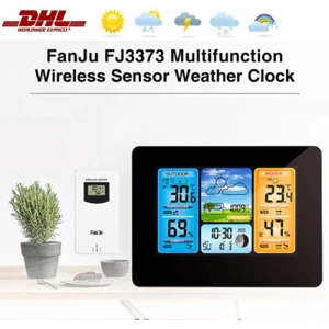 Funk-Wetterstation mit Farbdisplay Außensensor Thermometer Hygrometer Wecker DHL - Bild 1 von 17