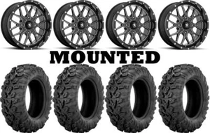 Kit 4 Sedona Mud Rebel R/T Tires 26x9-14/26x11-14 on MSA M45 Portal Black FXT - Picture 1 of 5