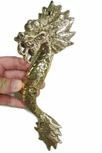 Dragon door pull 30 cm POLISHED brass vintage old style house handle 12" - Picture 1 of 10