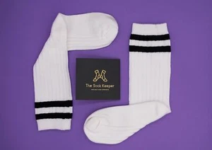 Children's - Plain Socks with Fashion Stripe - Picture 1 of 10
