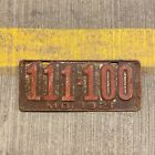 1921 Missouri License Plate 111100 Repeating 111 Repeat Nice Number