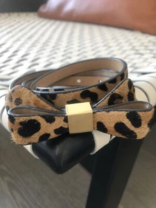 C Wonder Calf Hair Skinny Bow Leopard Belt  - Picture 1 of 5
