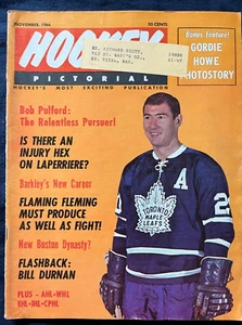Hockey Pictorial Nov. 1966, Bob Pulford, Sawchuk, Hull, Howe, Durnan, Pilous - Picture 1 of 23