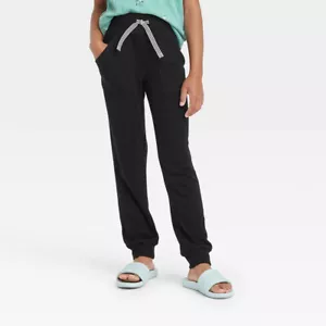Cat & Jack Girls' Black Cozy Soft-Knit Jogger Pants Size 7-8 M, 14-16 XL - Picture 1 of 2