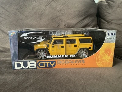 Hilanderos vintage Jada Toys Dub City Big Ballers Hummer H2 amarillo cromado nuevo en caja 1:18 Foto 1 de 4