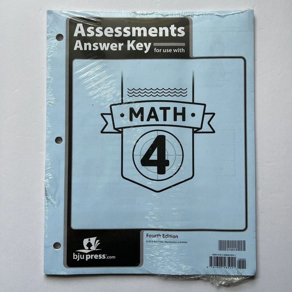 BJU Press Bob Jones Math 4 Assessments Answer Key Homeschool Curriculum - Image 1 of 4