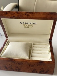 Accurist Watch Box Resin Burr Walnut Effect Jewellery Storage Ring 375 Gold - Picture 1 of 3