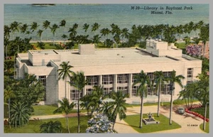 Library Bayfront Park Miami Florida Aerial View Linen 1951 Vintage UNP Postcard - Picture 1 of 2