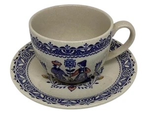 Staffordshire Old Granite Coffee Cup Saucer Hearts Flowers Johnson Bros Vintage - Picture 1 of 10