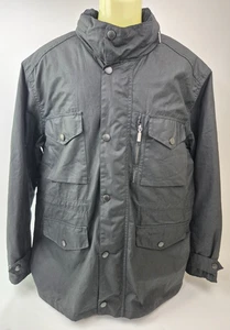 Barbour Men's Black Sapper Waterproof Waxed Cotton Jacket Size Large L - Picture 1 of 5