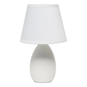 Creekwood Home Nauru 9.45" Petite Ceramic Oblong Bedside Table Lamp Off White - Picture 1 of 11